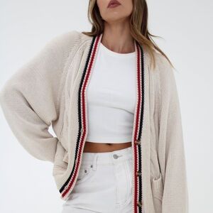Varsity Stripe Cable Knit Cardigan